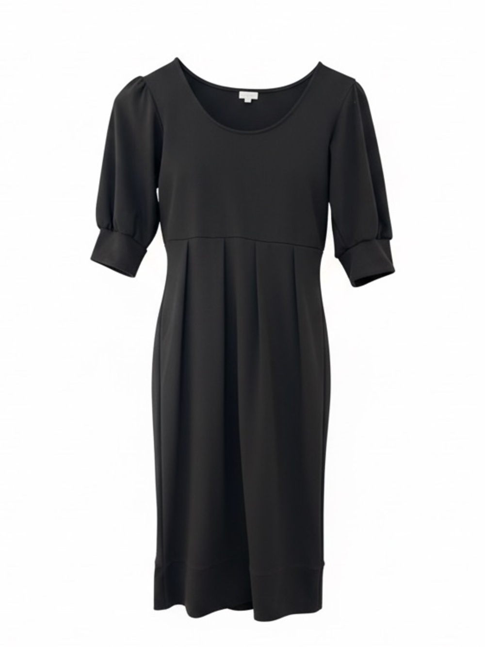 Shade Black Ponte Structured Puff Sleeve Midi Dress XS